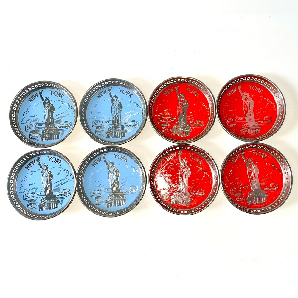 Silver New York Skyline Metal Coasters